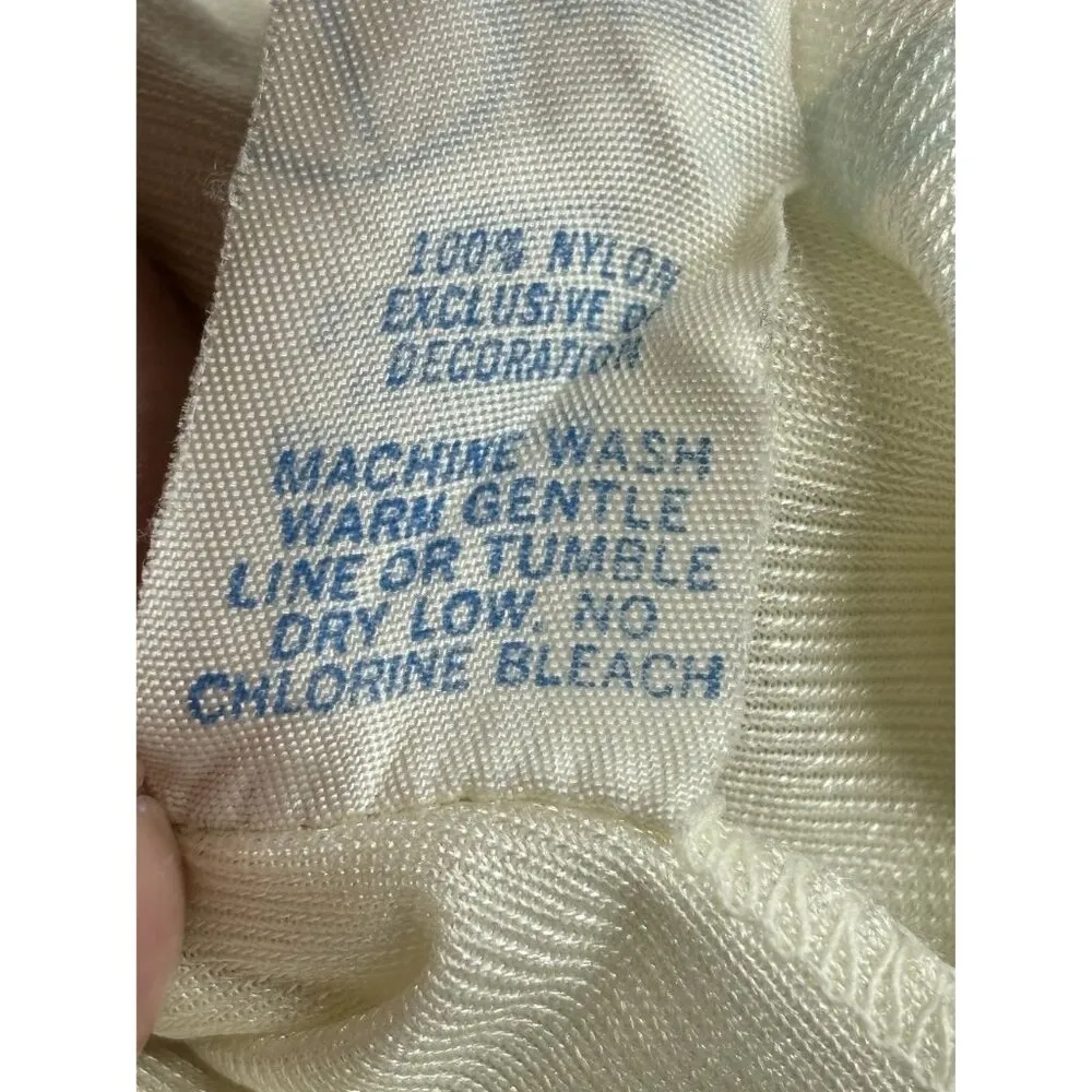 Vintage Deena Tunic Nightgown Tie Neck & 3/4 Sleeves Womens Sm Lingerie Peignoir White - Image 9