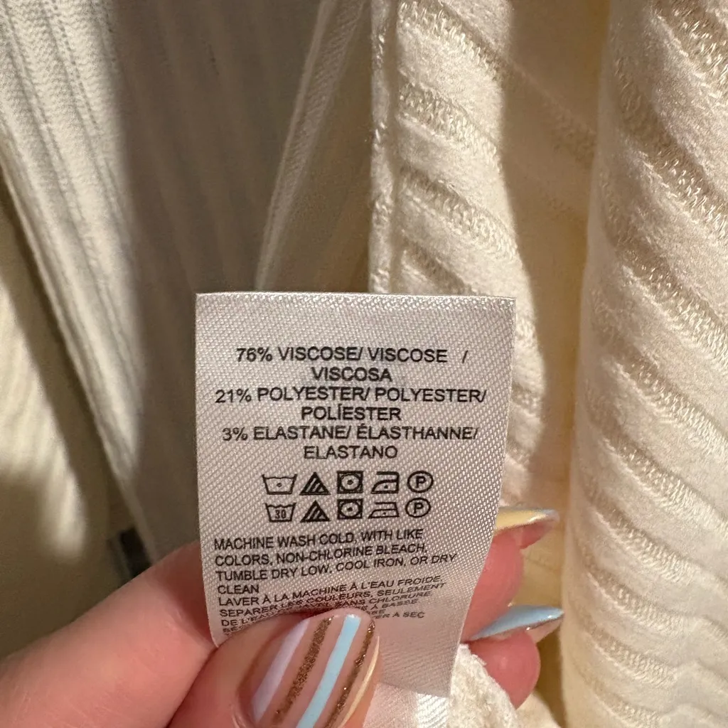 Lucky‎ Brand Ivory Draped Ribbed Flowy Cardigan- Size Small - Image 4