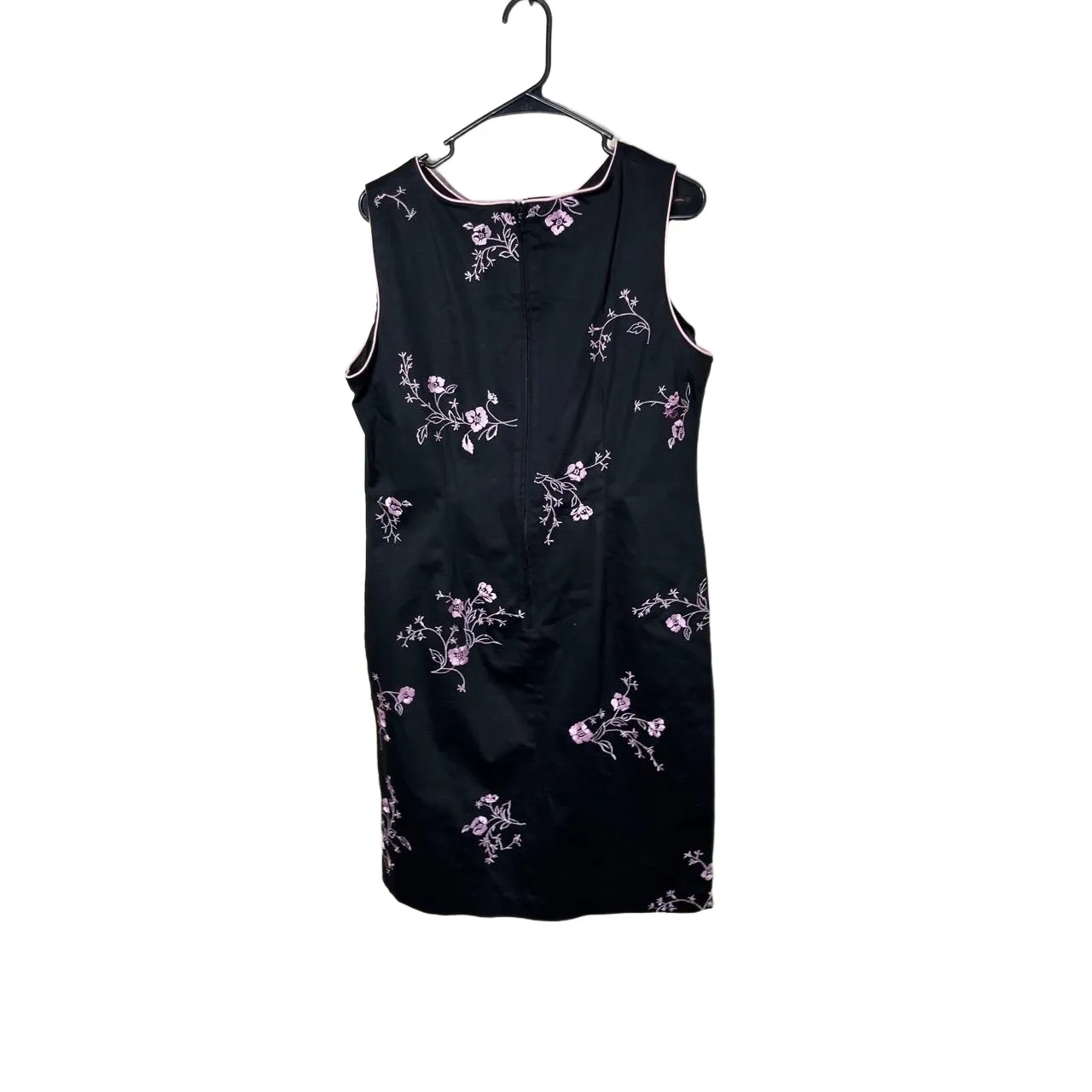 Sag Harbor Black‎ Pink Floral Embroidery 90s Y2K Midi Dress Petite 12 Black Size undefined - Image 5