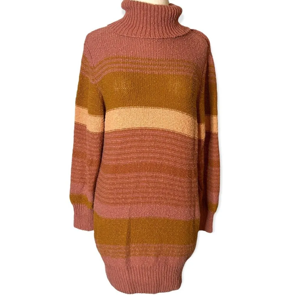 L*Space Jetsetter Sweater Dress Serape Stripe Chunky knit long sleeve turtleneck - Image 8