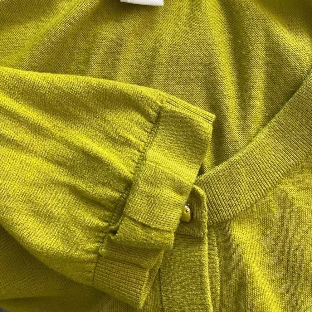 Kate Spade SZ M yellow silk cardigan - Image 5