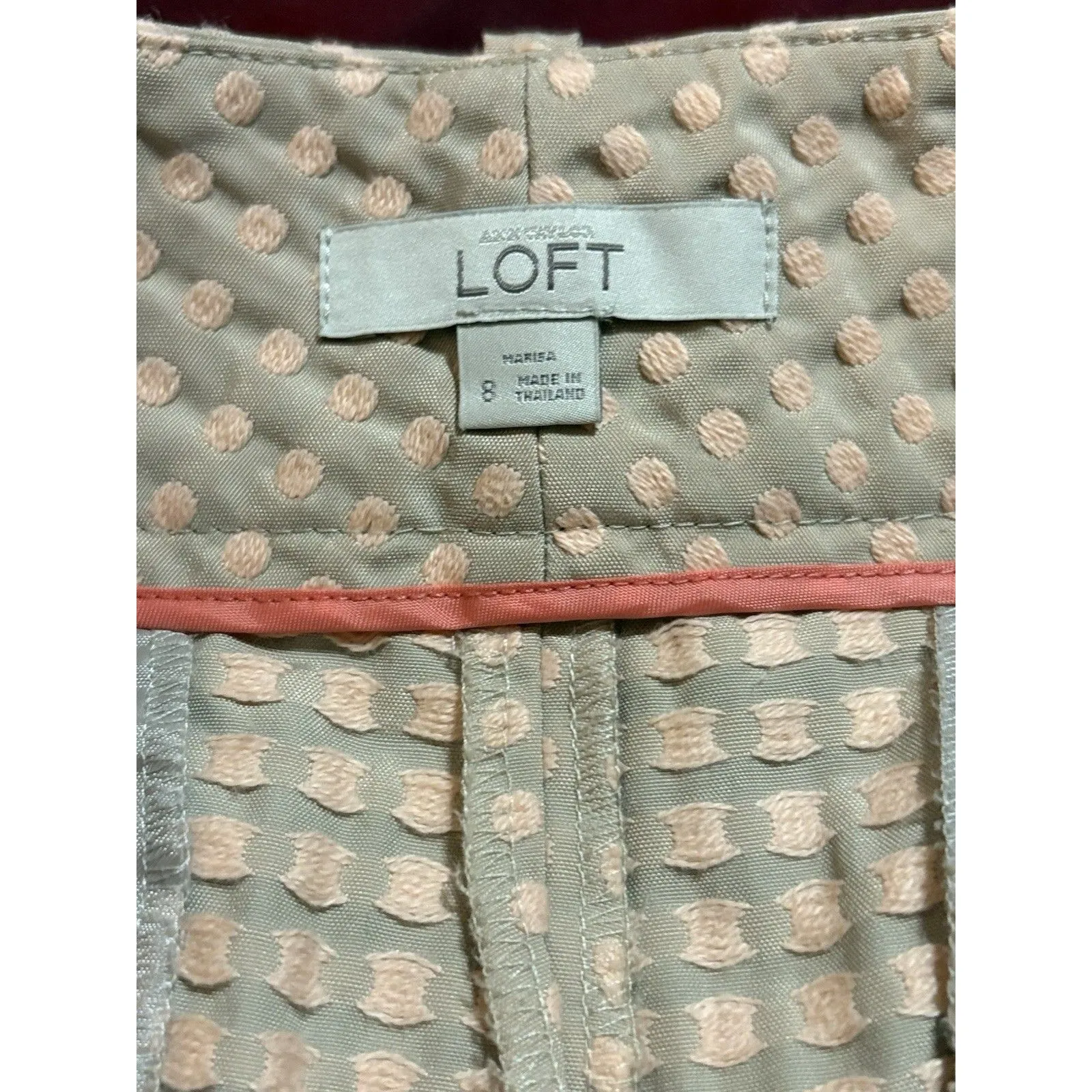 Loft Women's Textured Shorts Neutral Woven Dressy Casual Tan Pink Size 8 - Image 5