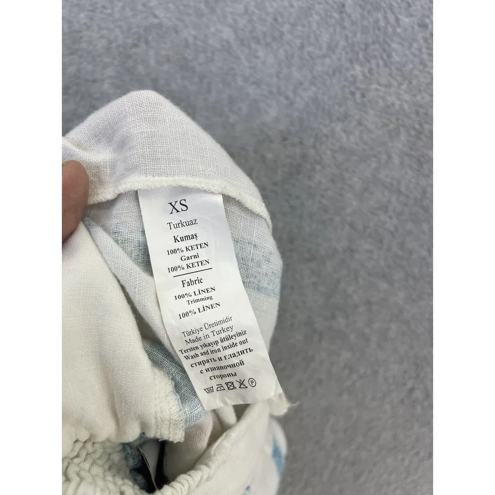 adL Women's Blouse Sleeveless Striped 100% Linen Square Neck Size XS - Image 3