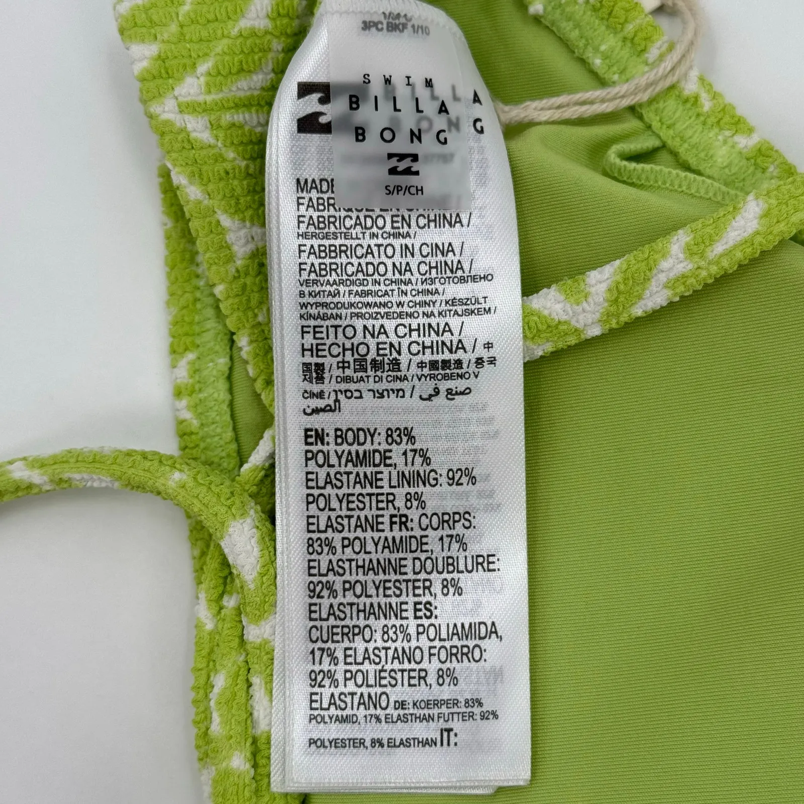 BILLABONG Bikini Top Size Small NWT That's Cute High Neck Green Swim Ribbed Surf - Image 12