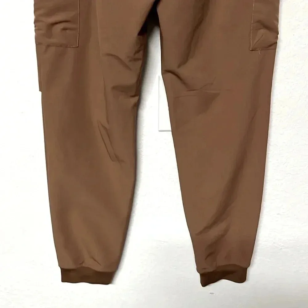 Hedge neutral cargo joggers medium pants unisex windbreaker material drawstring Tan - Image 6