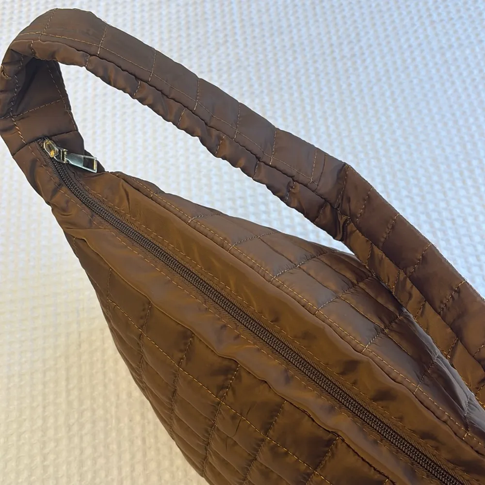 NEW! Brown Quilted Tote Bag Lightweight Nylon Oversized Active Boho Streetwear - Image 7