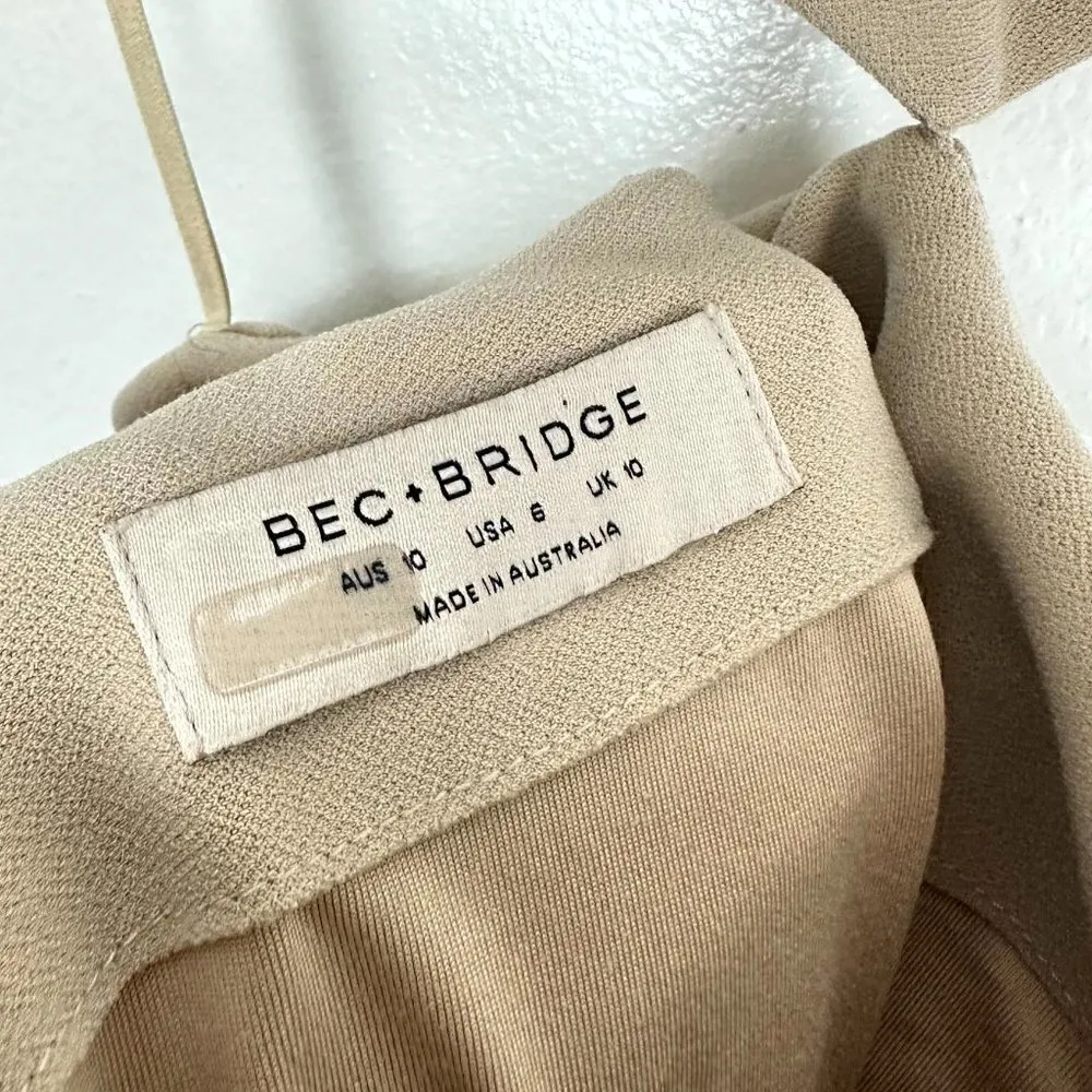 BEC & BRIDGE Iris Cut-Out Halter Midi Dress Side Slit in Cream Beige Size US 6 - Image 6