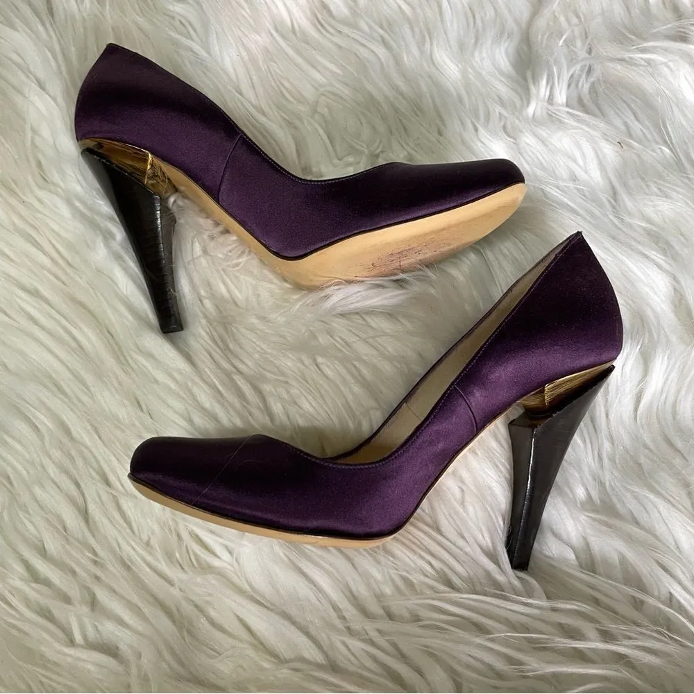 Nicholas Kirkwood Purple Satin Art to Wear Heels 35‎ Size 5 - Image 4