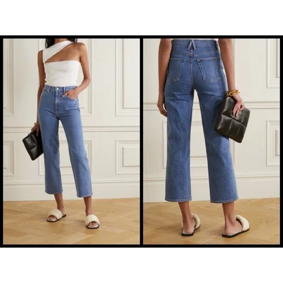💕SLVRLAKE💕 London Crop Jeans Straight Leg High Waisted ~ Blue 24 NWOT - Image 2