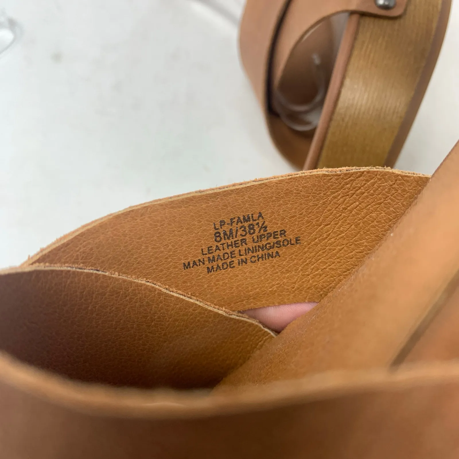 Lucky Brand Famla Size 8 Brown Leather Slingback Platform Sandal Chunky - Image 9