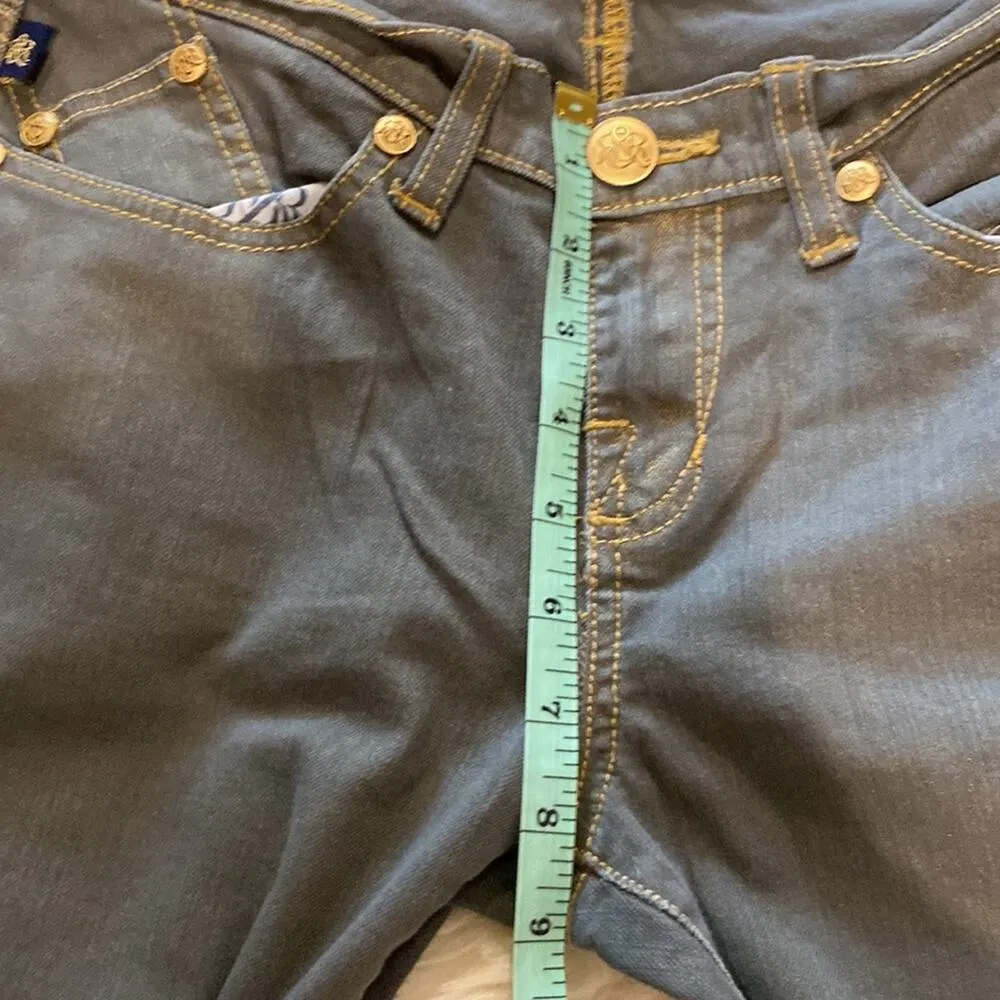 Rock & Republic New Money Berlin Skinny Denim Jeans EUC Sz 6 Gray Gold Cotton - Image 14