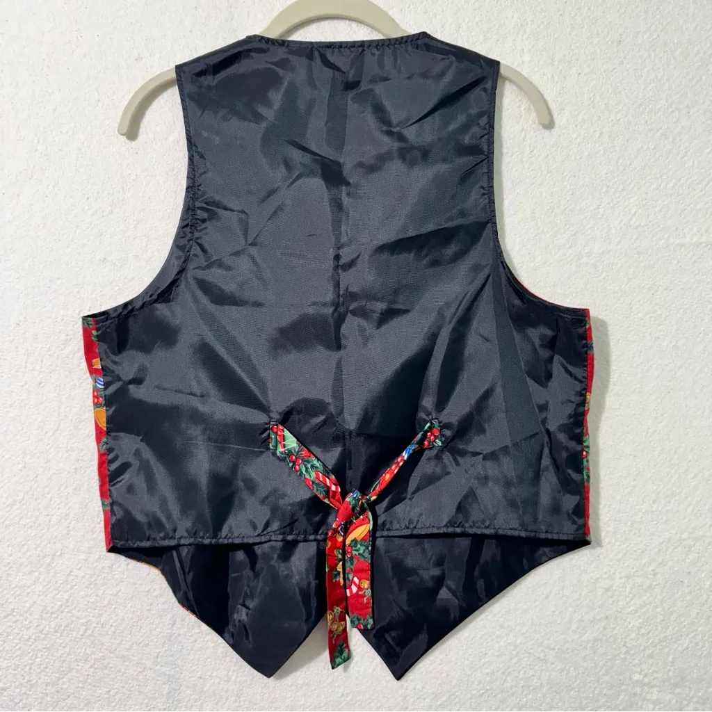 Nutcracker Red Festive Vest Christmas Tree Holiday Bells Candy Canes Women Large - Image 2
