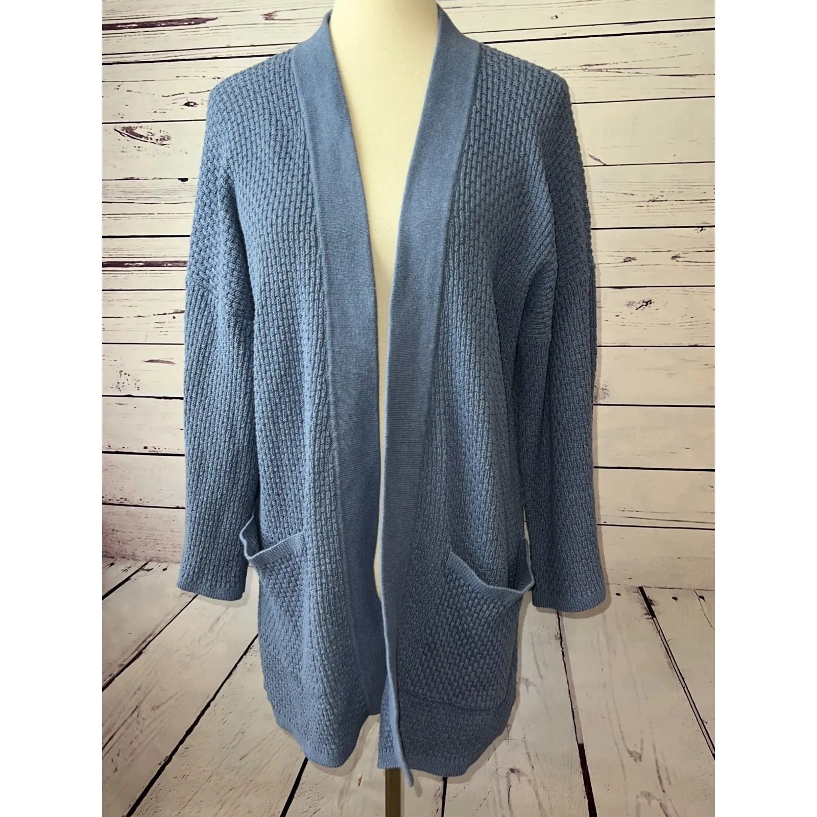 Horny Toad Co Cardigan Sweater size Small Cambridge Open front lagenlook Blue Blue - Image 11