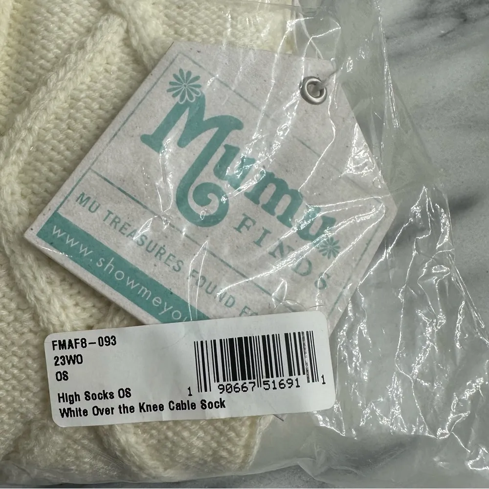 Show Me Your Mumu High Cream Knee Cable Knit Socks One Size New NWT - Image 2