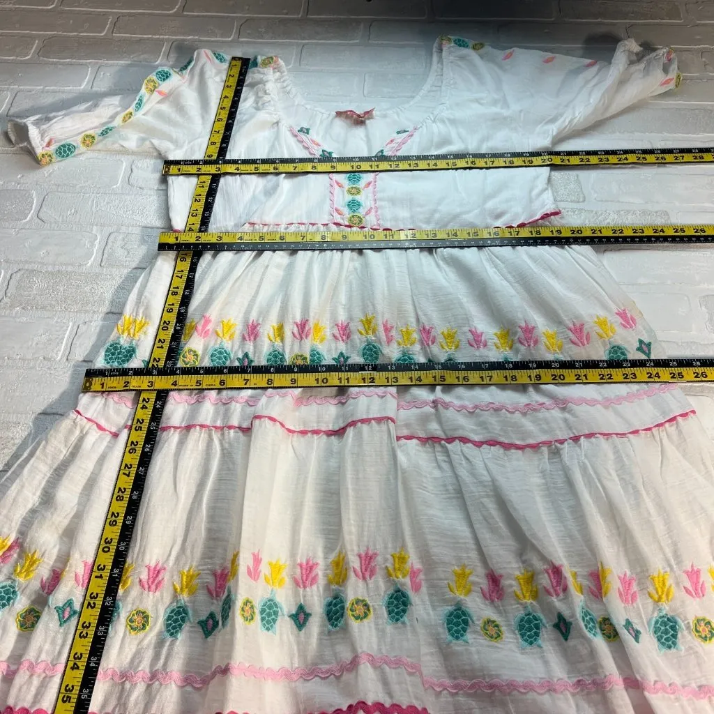 Simply Southern Maxi Dress Womens XXL White Embroidered Turtle Flowers‎ Boho New - Image 3