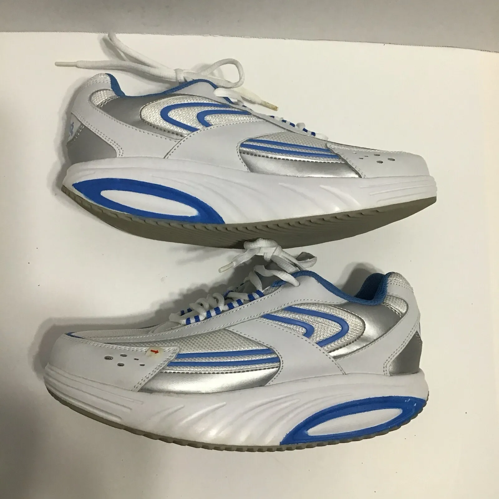 Curves‎ for Women Sneakers Ladies Fitness Shoes Size 8 White & Blue Leather - Image 4