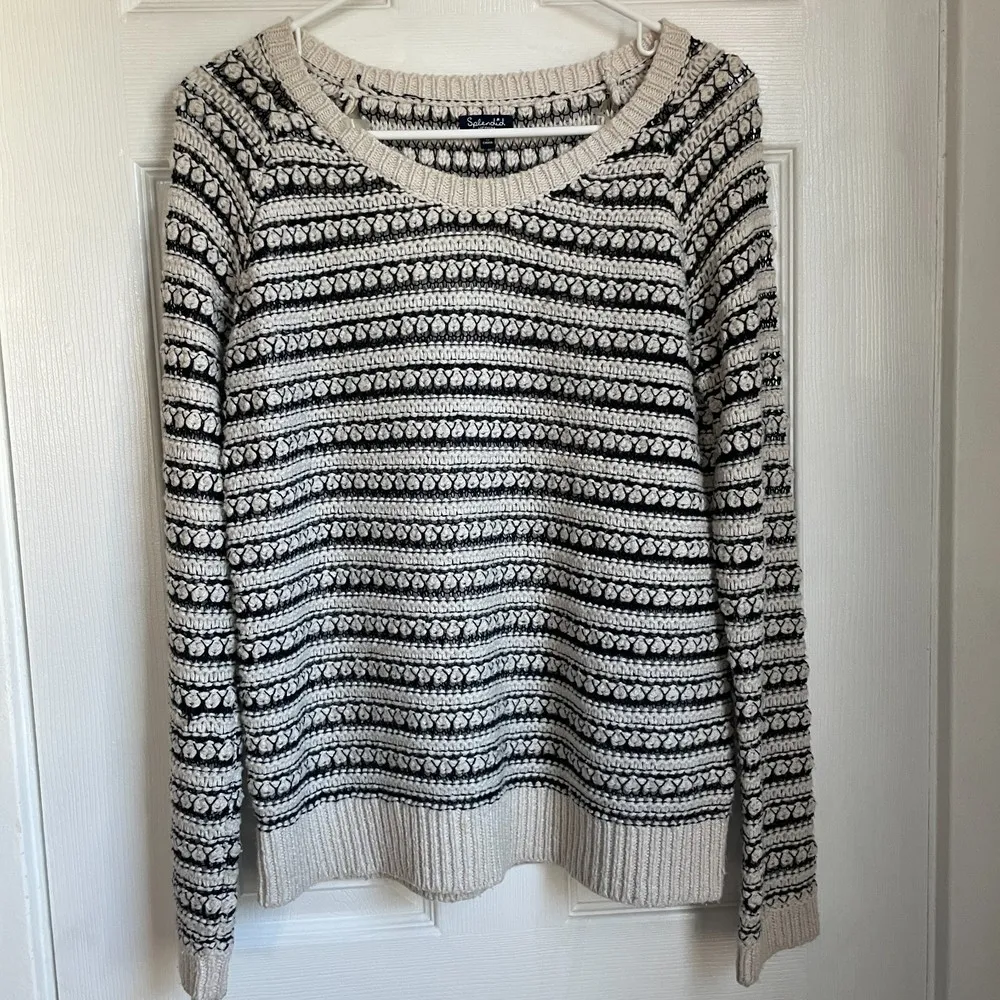 Splendid Hudson Stitch Stripe Pullover Cream Navy sweater - Image 5