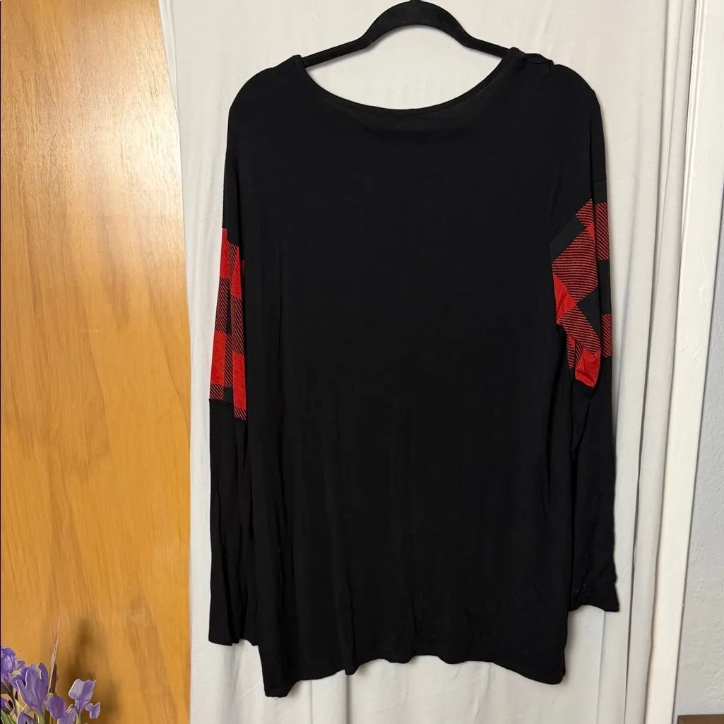 Chic Soul Buffalo Plaid Black and Red Women's Long Sleeve Top Size XL - Image 6