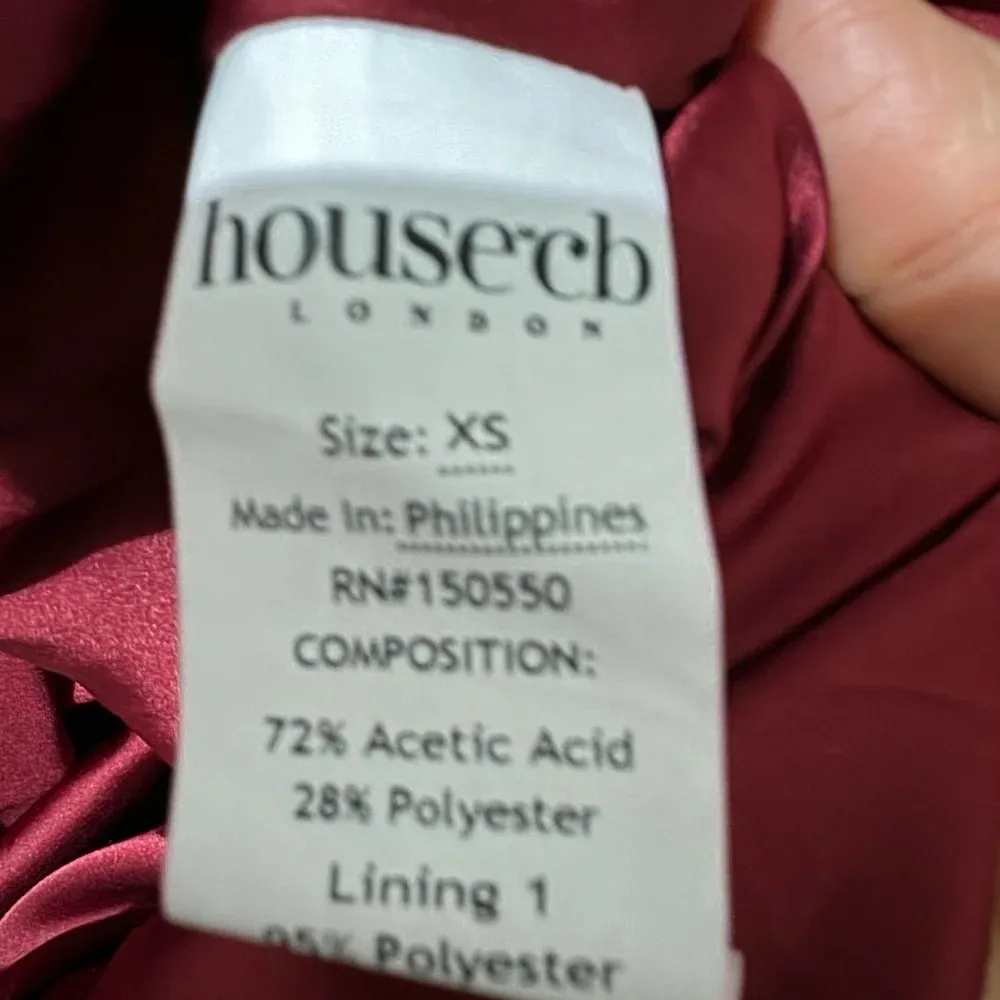 House of CB Nera Corset Dress Wine Satin Draped Red Size XS - Image 7