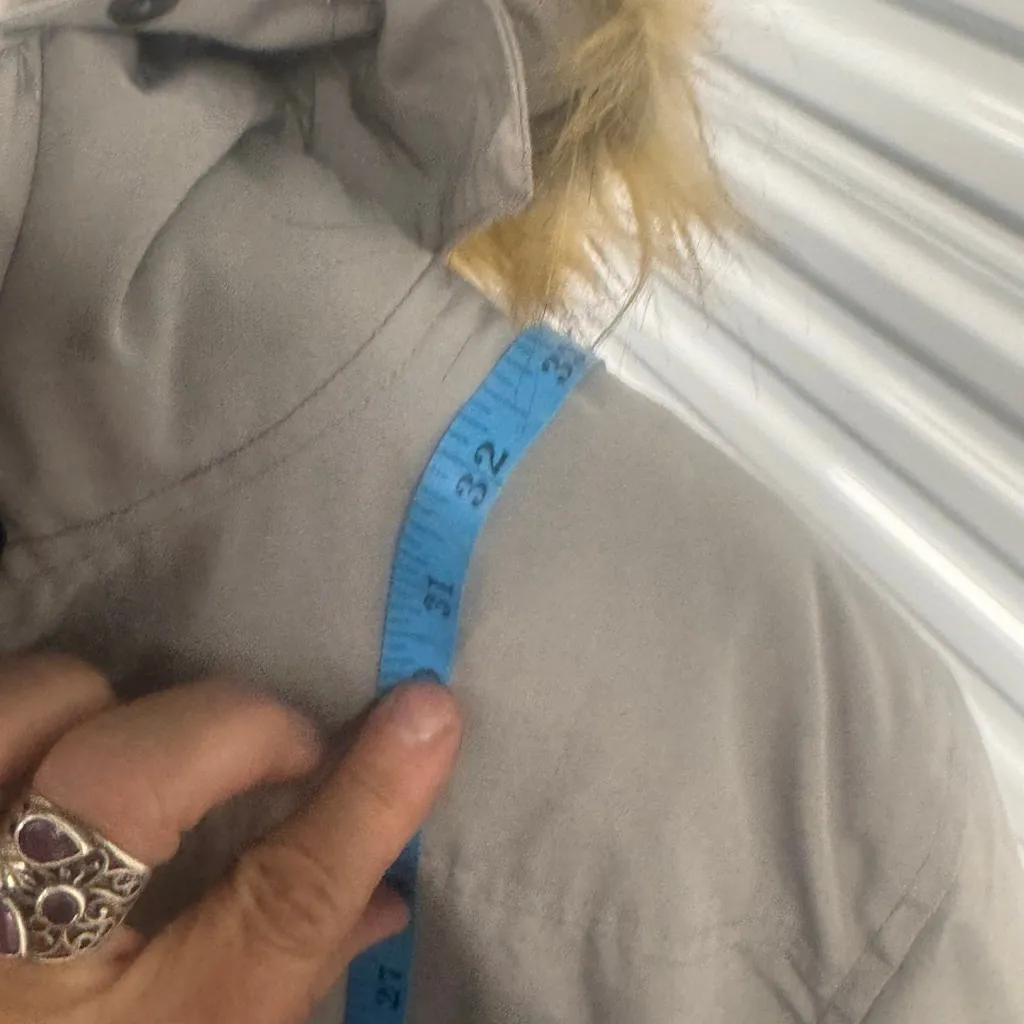 Vintage Woman Within Gray Puffer Down Jacket with Faux Fur Hood 18/20 - Image 6