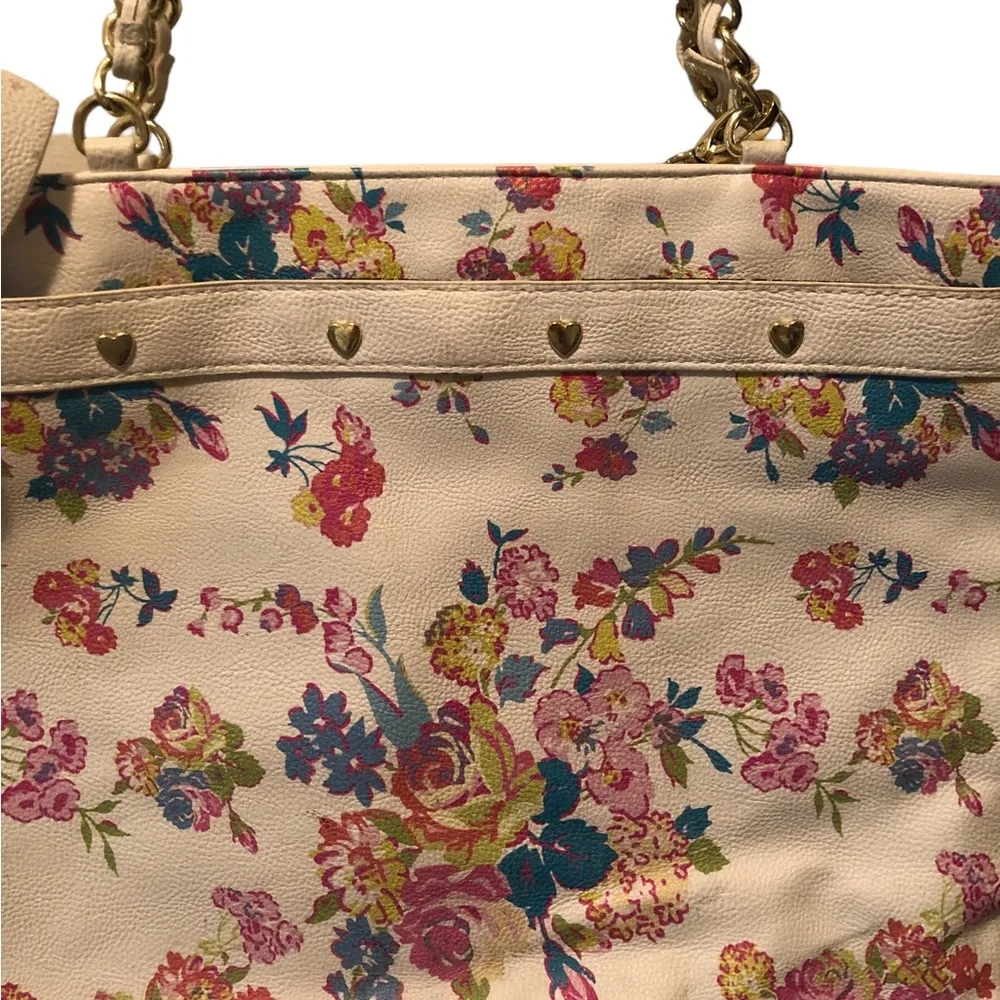 Betsey Johnson Spring Florals Large Double Handle Bag Big Bows Colorful 17X12” - Image 5