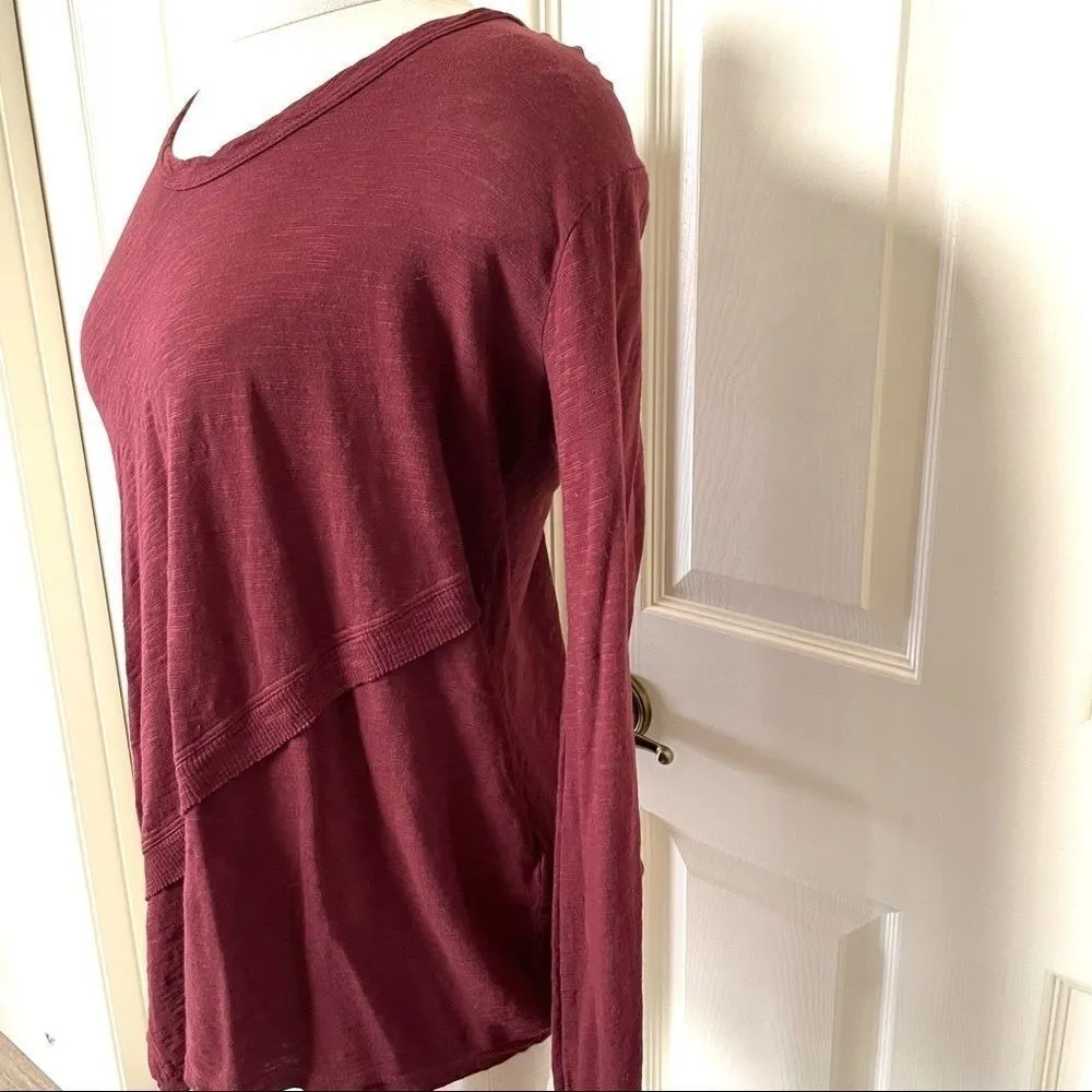 Anthro Left of Center burgundy Sunday morning top - Image 3