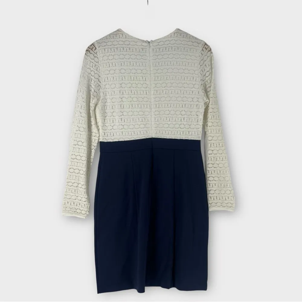 Madison Jules Size M Nautical Sailor Button Detail Long Sleeve Lace Sheath Dress - Image 2