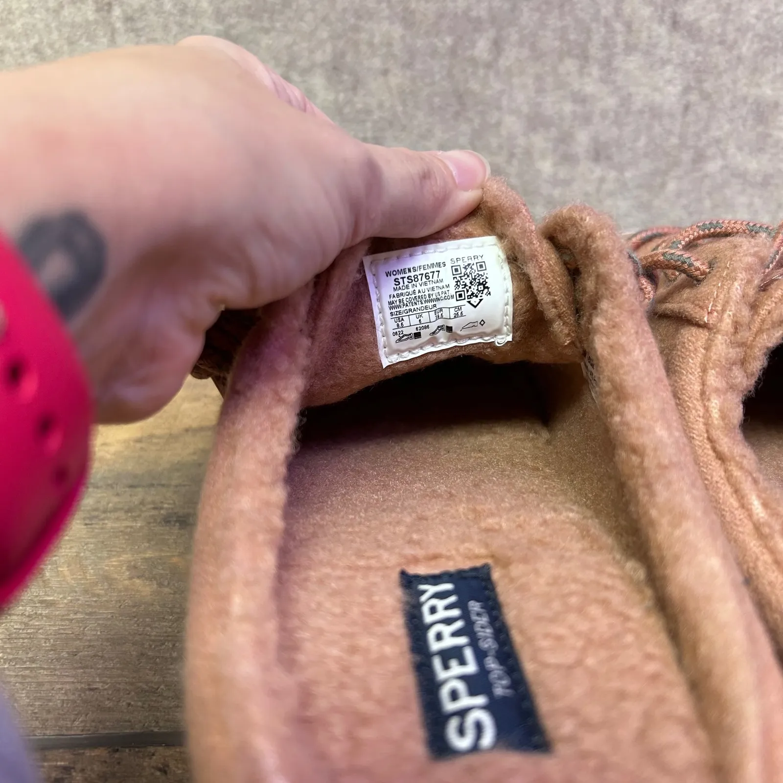 Sperry Top Sider Women's Pink Wool Lined Slip On Sneakers Mule Shoes Sz 8.5 NWOB - Image 5