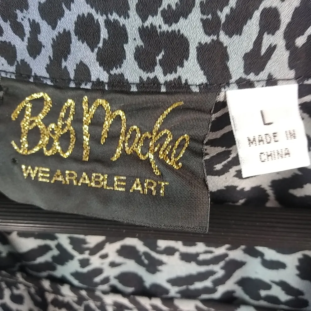 Bob Mackie  L Blue Leopard Blouse Top - Image 4