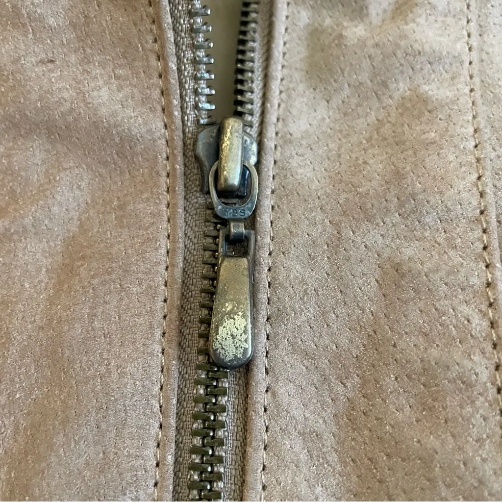 Vintage 90s St. John’s Bay Suede Leather Faux Fur Trim Hooded Jacket Coat - Image 4