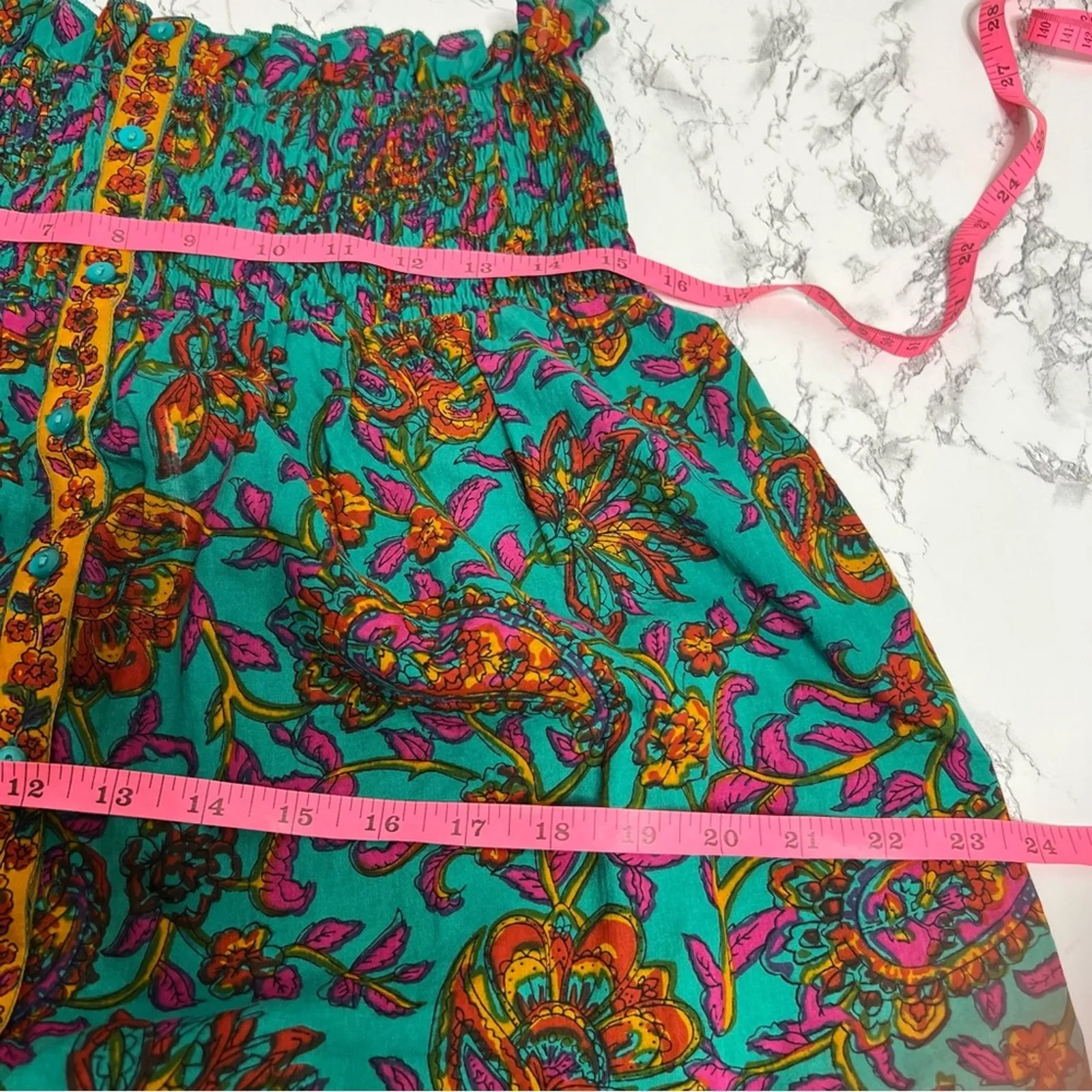 Lola Australia floral boho printed maxi skirt button front sz M Blue Size M - Image 5