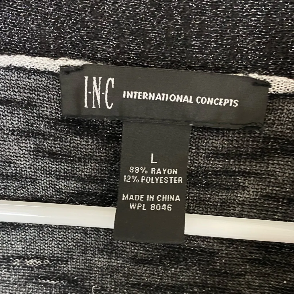 INC Women’s L Black White Floral Lightweight Waterfall Drape Open Front Cardigan Size L - Image 4