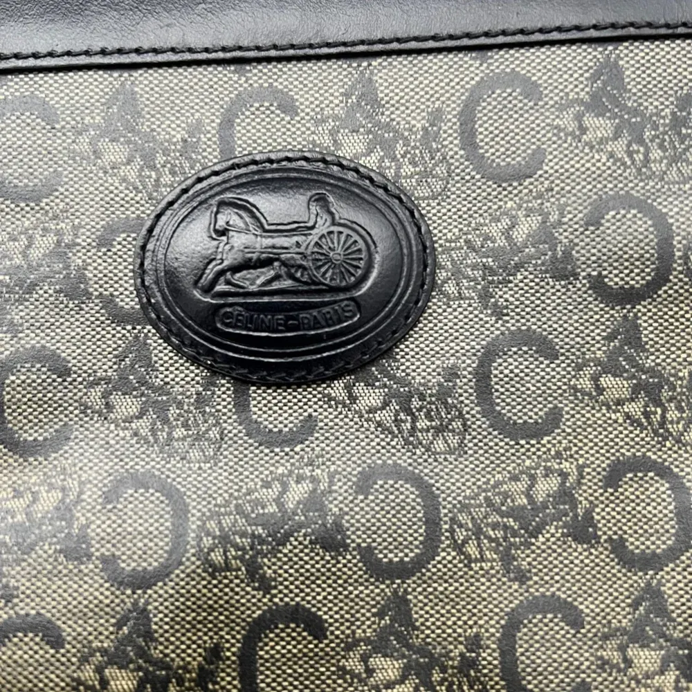 Celine Monogrammed Vintage Clutch Bag With Unbranded Chain Beige - Image 4