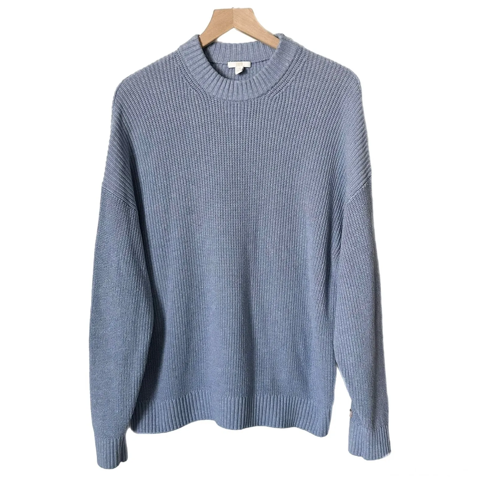 Lunya Cozy Cotton Silk Crew Neck Pullover Sweater Daybreak Blue Heather Sz L/XL - Image 2