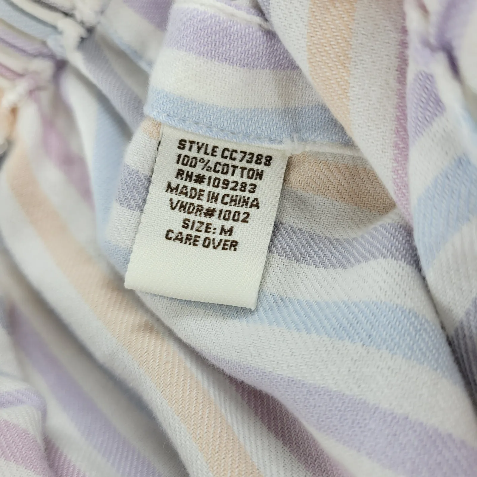 Vintage Havanna Pants M Pastel Stripe Cotton Wide Leg Drawstring Side Button White Size M - Image 12