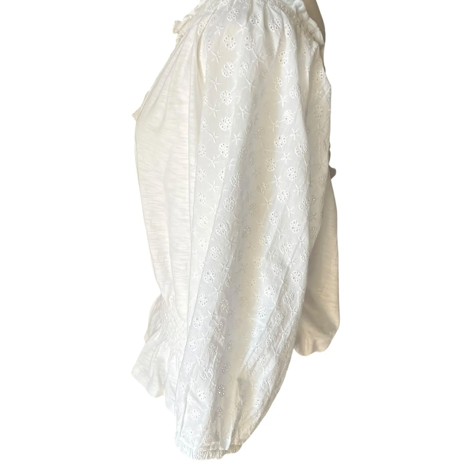 Lauren Ralph Lauren White Eyelet Blouse Top XXL‎ Tunic Peasant Off Shoulder - Image 4