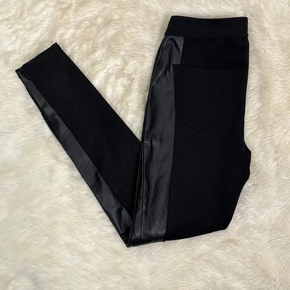 White House Black Market Leggings‎ Faux Leather Side Detail Black Women's Size 2 - Image 10