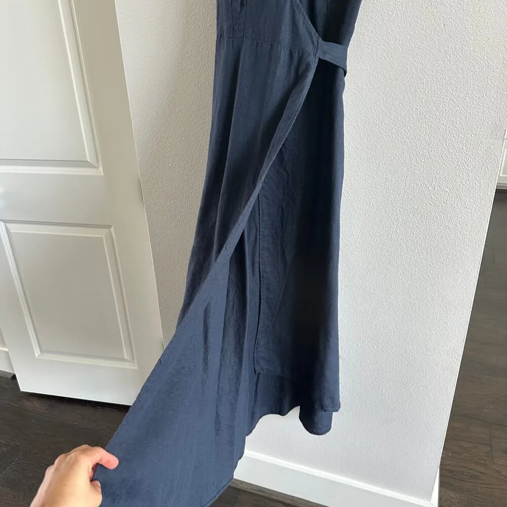 Reformation Maxi wrap Linen Dress Navy Size Small - Image 4