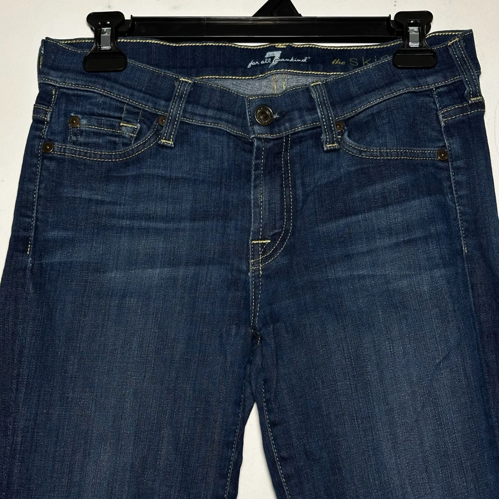 Seven For All Mankind The Skinny Jeans Dark Wash Size 28 Mid Rise Stretch Blue - Image 8