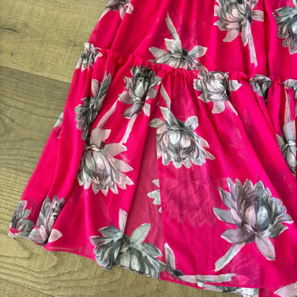 misa dariya pink floral print sheer midi dress tassels - Image 4