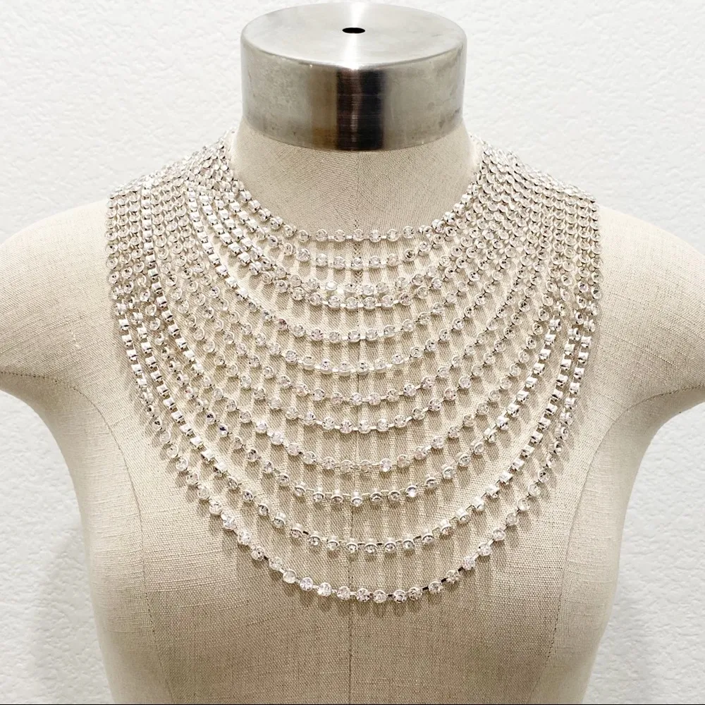 DUNDAS x REVOLVE Etta Crystal Embellished Statement Necklace In Silver - Image 6