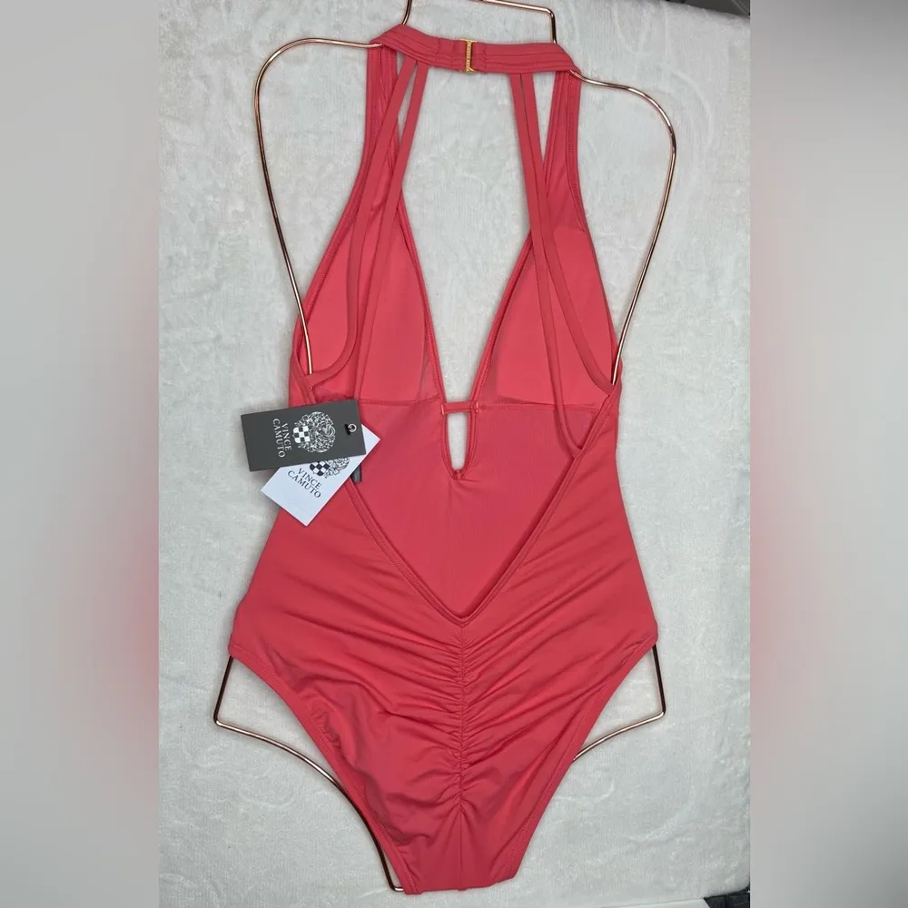 Vince Camuto One-Piece Swimsuit with Plunging Halter Neckline- Size 4- NWT - Image 4