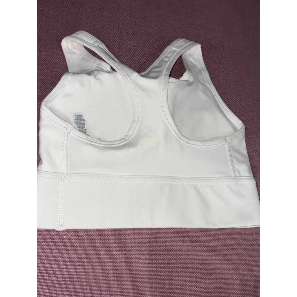 Nike Swoosh Long Line Bra in White XSmall New Womens Gym Crop Top - Image 6