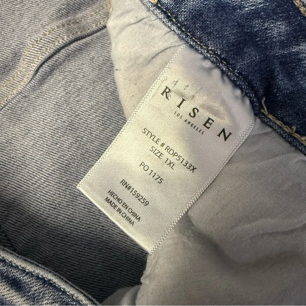 Risen Jeans Distressed Wide Leg Split Hem – Size 1XL – Style RDP5133X Blue - Image 3