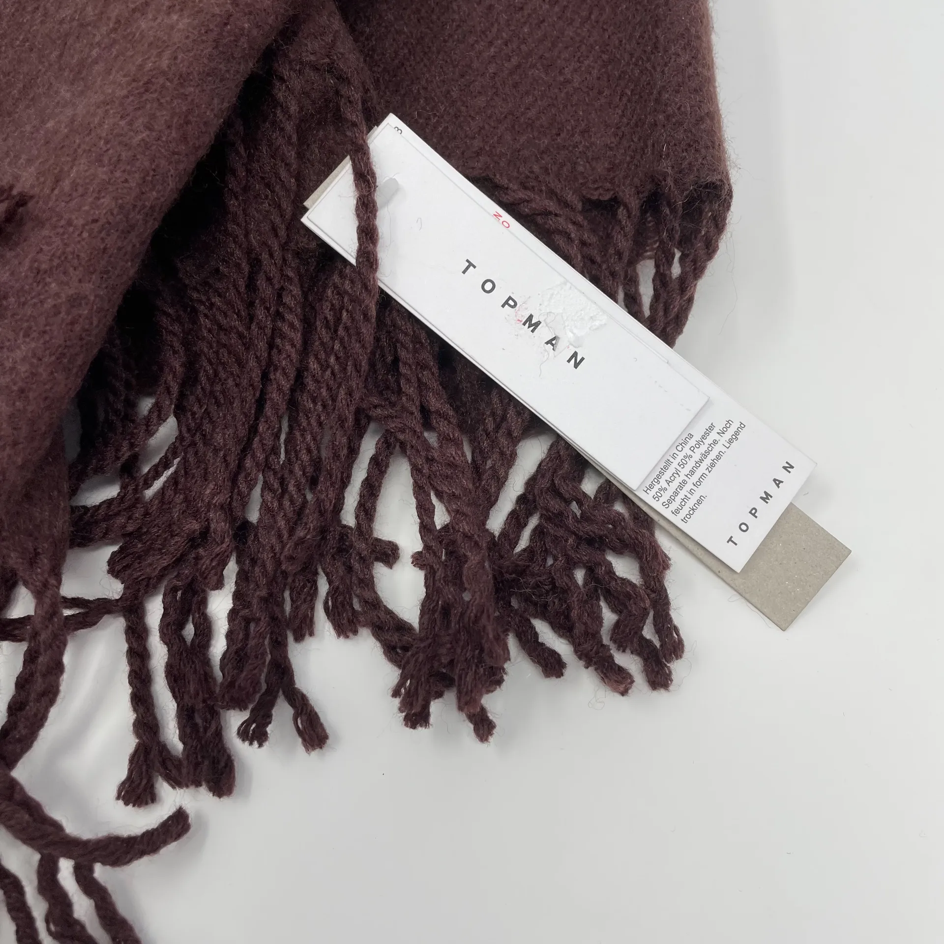Chocolate Brown Rectangle Fringe Scarf - Image 8