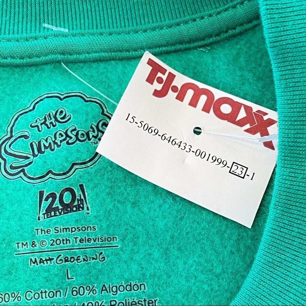 The Simpsons Christmas Xmas Santa Homer Simpson Cropped Crew Neck Green NWT Size undefined - Image 7