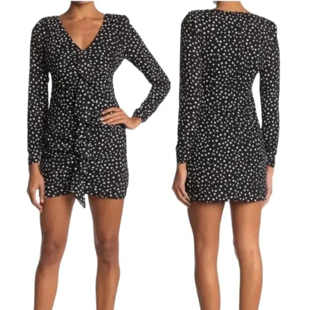 Likely Corinne Ruffle Front Polka Dot Mini Dress Black Size 00 NWT - Image 9