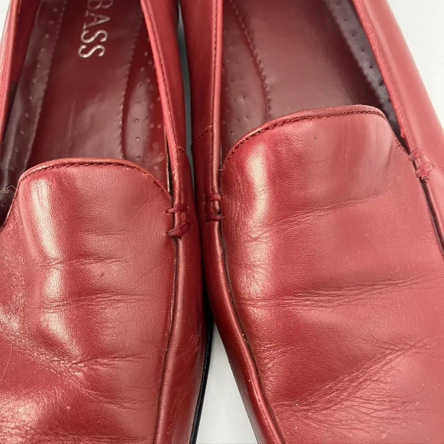 Bass‎ Womens Leather Loafers Size 9.5M Red Slip - Image 5
