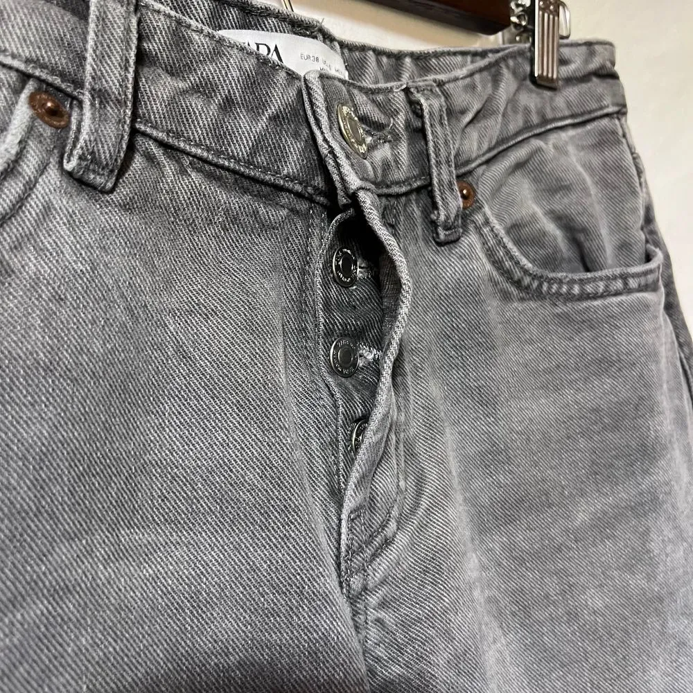 Zara Women's‎ Button Fly Jeans 6 Long Straight Leg Mid Rise Denim - Image 3