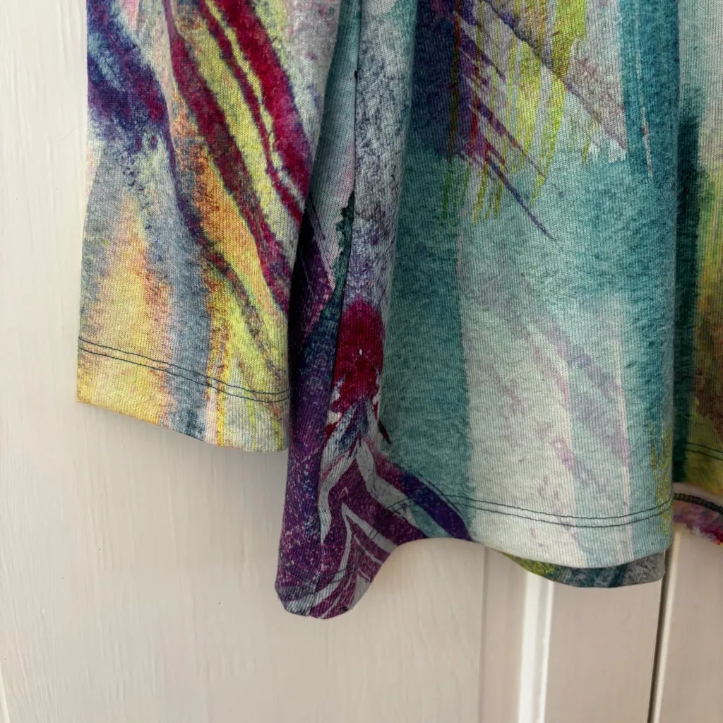 Soft Surroundings Size Large Tunic Top Blue Brushstroke Graphic Watercolor Shirt - Image 4